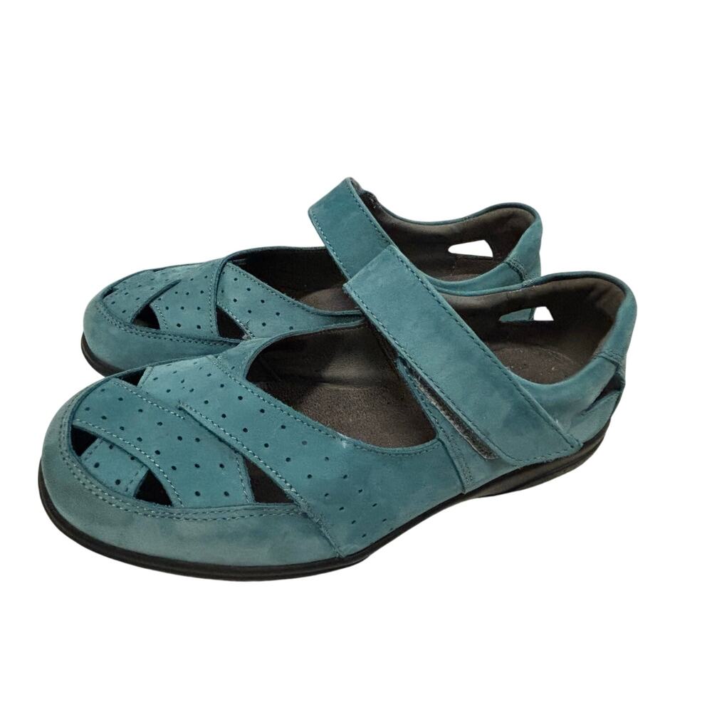 Cosyfeet Teal Nubuck Comfort Walking Sandals Hook Loop Women’s US 8.5